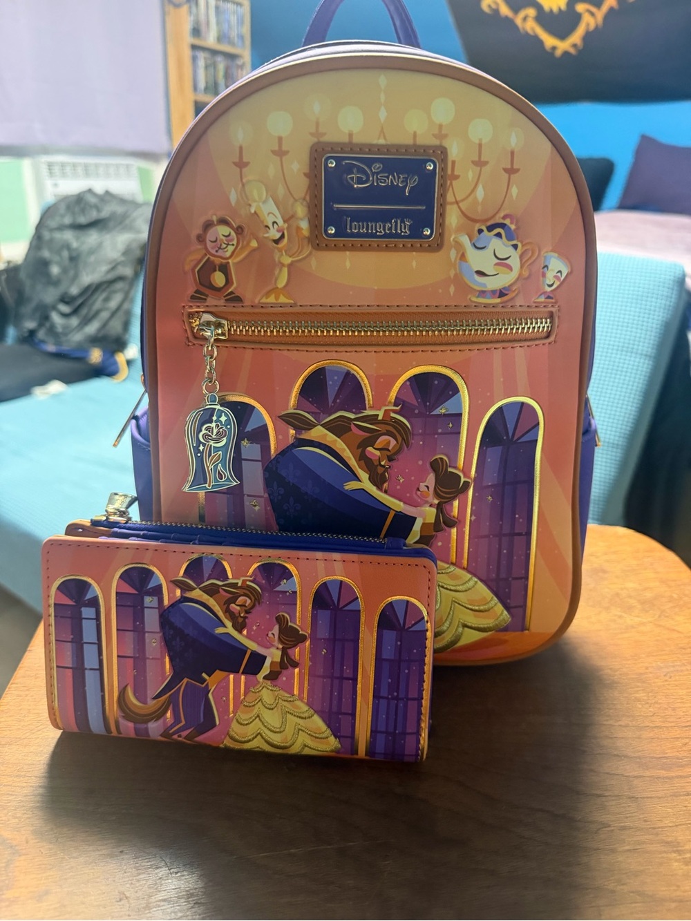 Loungefly Beauty and the Beast 30th Anniversary bag, wallet, pin and keychain